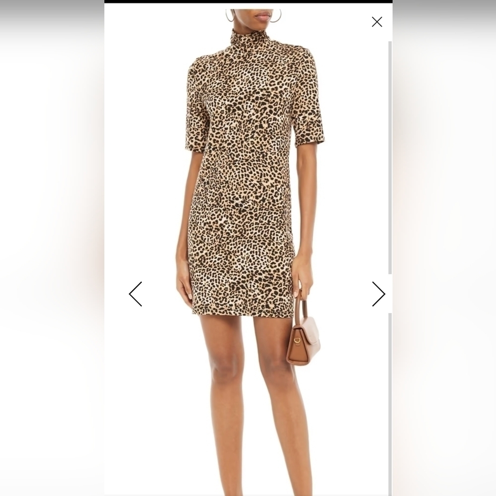 Kopa puff shoulder leopards print mini dress
